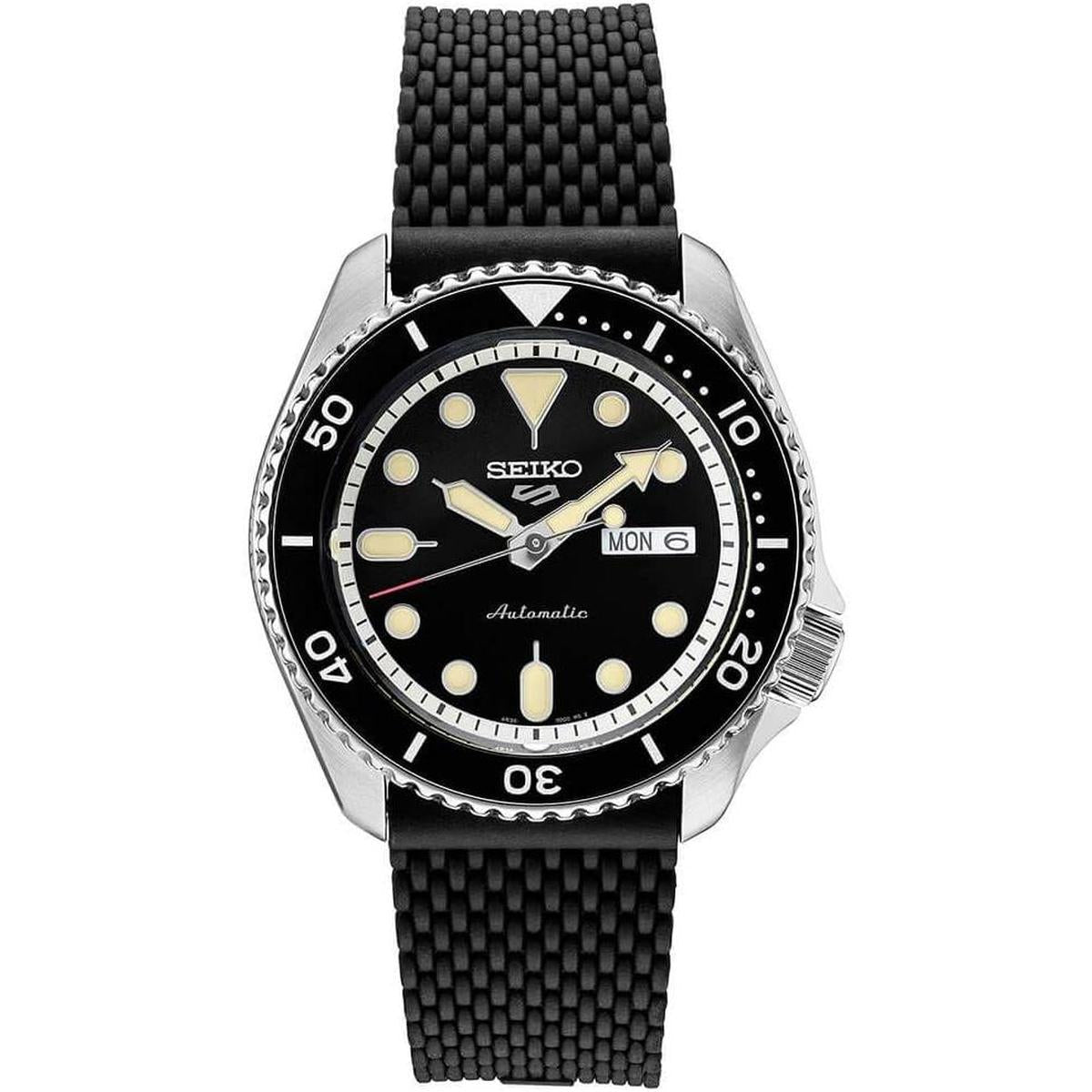 Seiko 5 Sports SRPD95 Men's Watch – 42.5mm Black Dial Silicone
