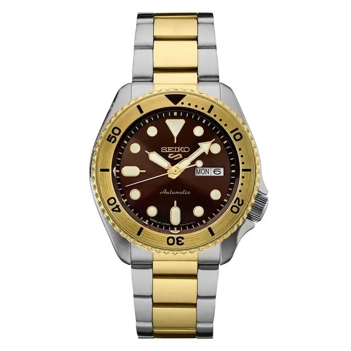 Seiko 5 Sports SRPK24 Men's Watch – 42.5mm Brown Dial Stainless Steel