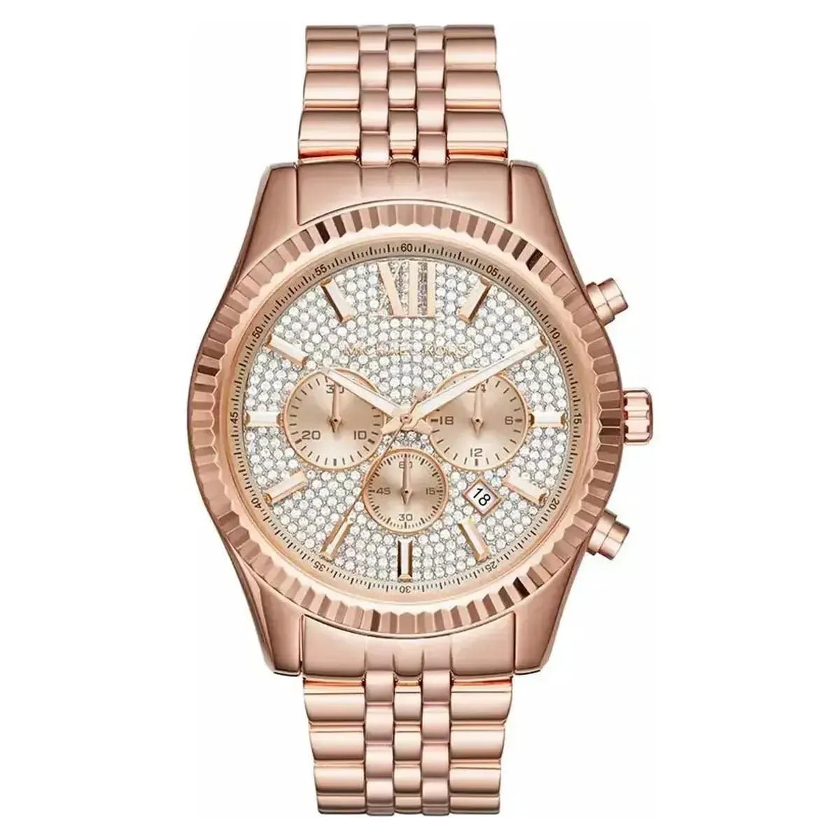 Michael Kors MK8580 Men's Watch – 44mm Rose Gold Dial Stainless Steel