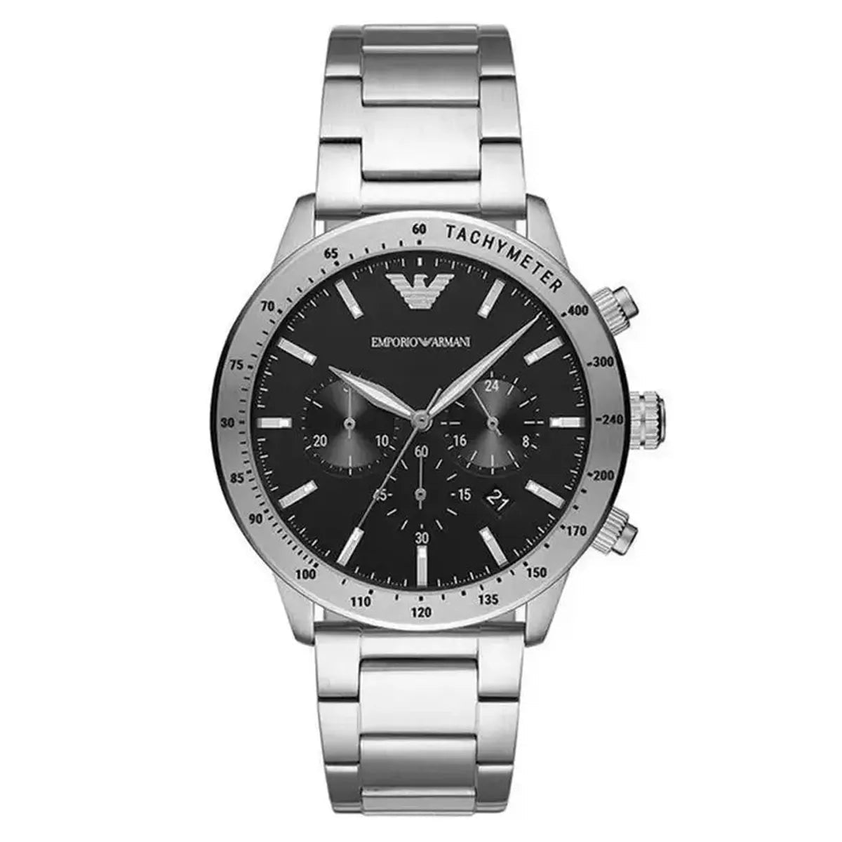 Emporio Armani Mario AR11241 Men's Watch – 43mm Black Dial Stainless Steel