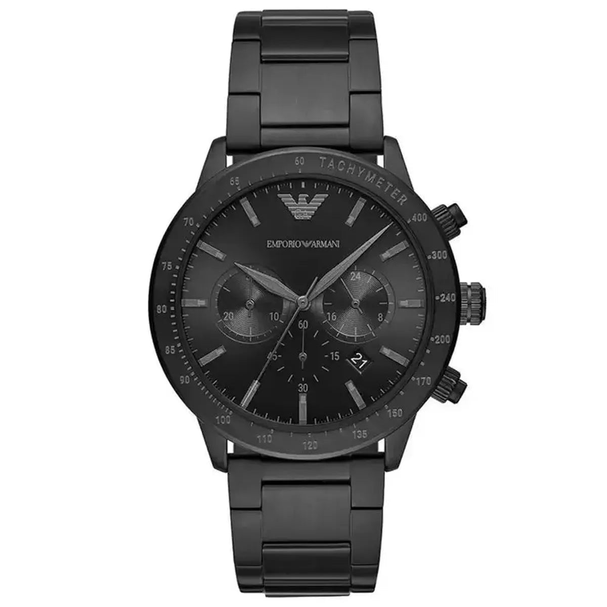 Emporio Armani Mario AR11242 Men's Watch – 43mm Black Dial Stainless Steel