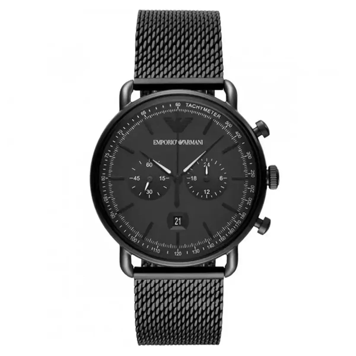 Emporio Armani Aviator AR11264 Men's Watch – 43mm Black Dial Stainless Steel
