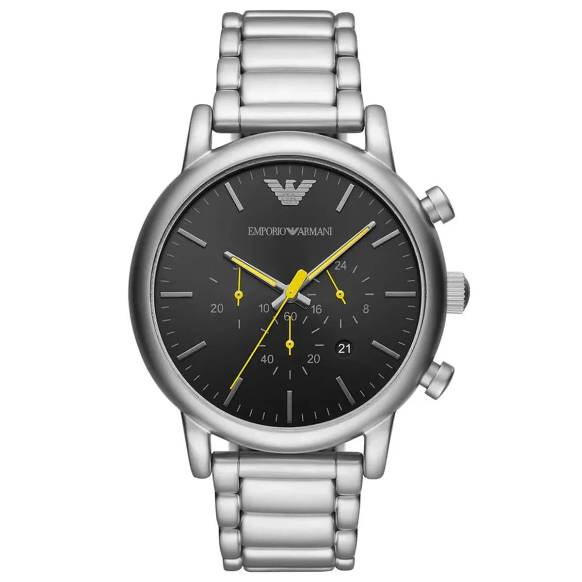 Emporio Armani Luigi AR11324 Men's Watch – 46mm Black Dial Stainless Steel
