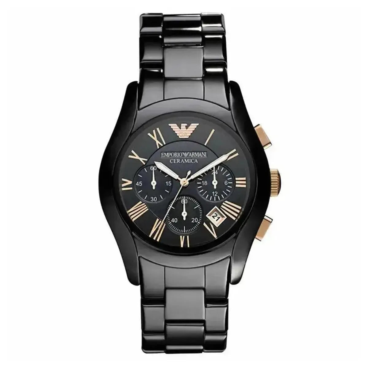Emporio Armani Ceramica AR1410 Men's Watch – 42mm Black Dial Ceramic