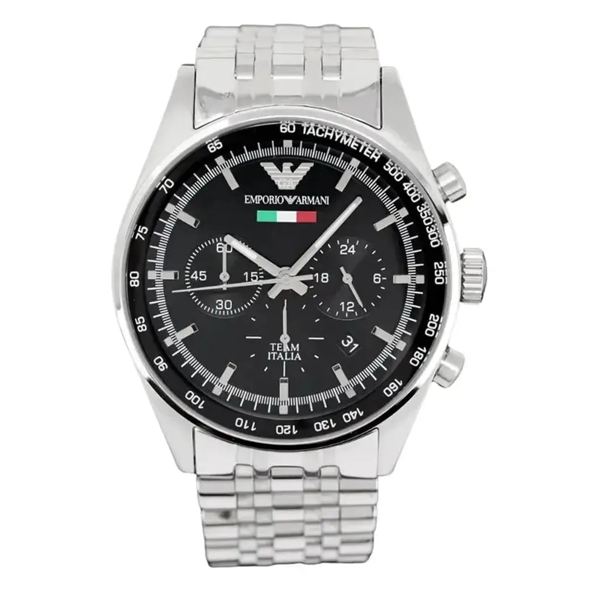 Emporio Armani Tazio Team Italia AR5983 Men's Watch – 43mm Black Dial Stainless Steel