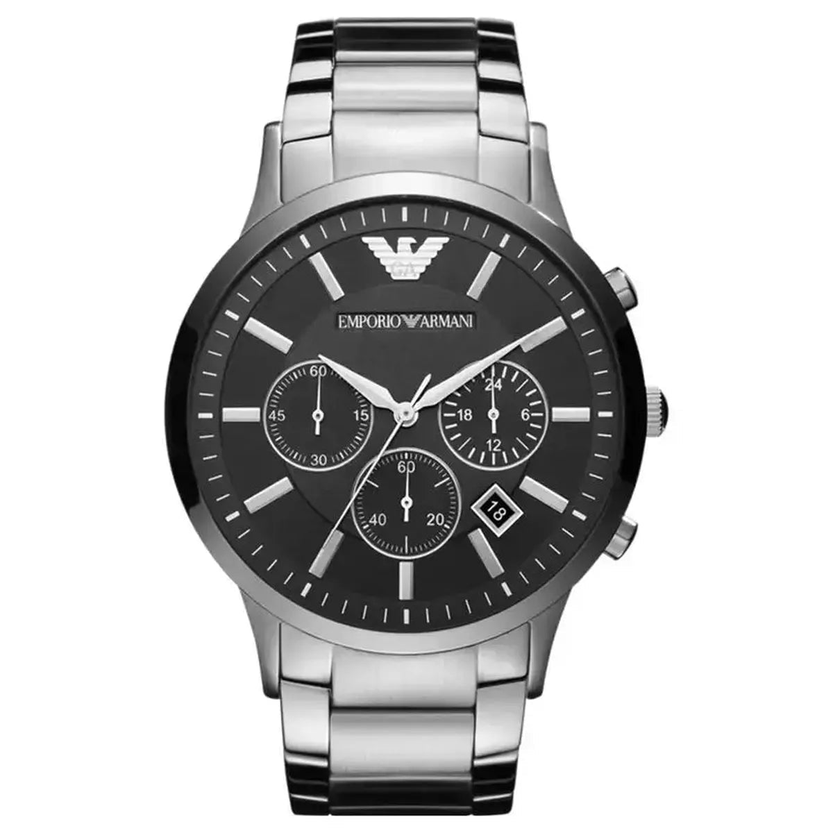 Emporio Armani Renato AR2460 Men's Watch – 46mm Black Dial Stainless Steel