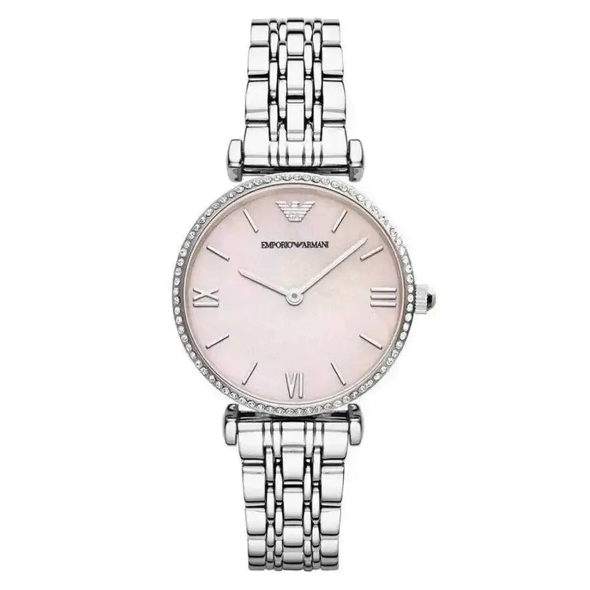 Emporio Armani Gianni T-Bar AR1779 Women's Watch – 32mm Pink Dial Stainless Steel