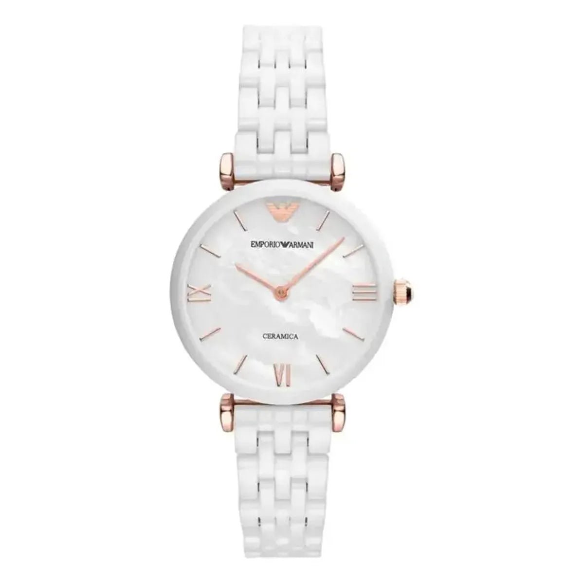 Emporio Armani Gianni T-Bar AR1486 Women's Watch – 32mm White Dial Ceramic