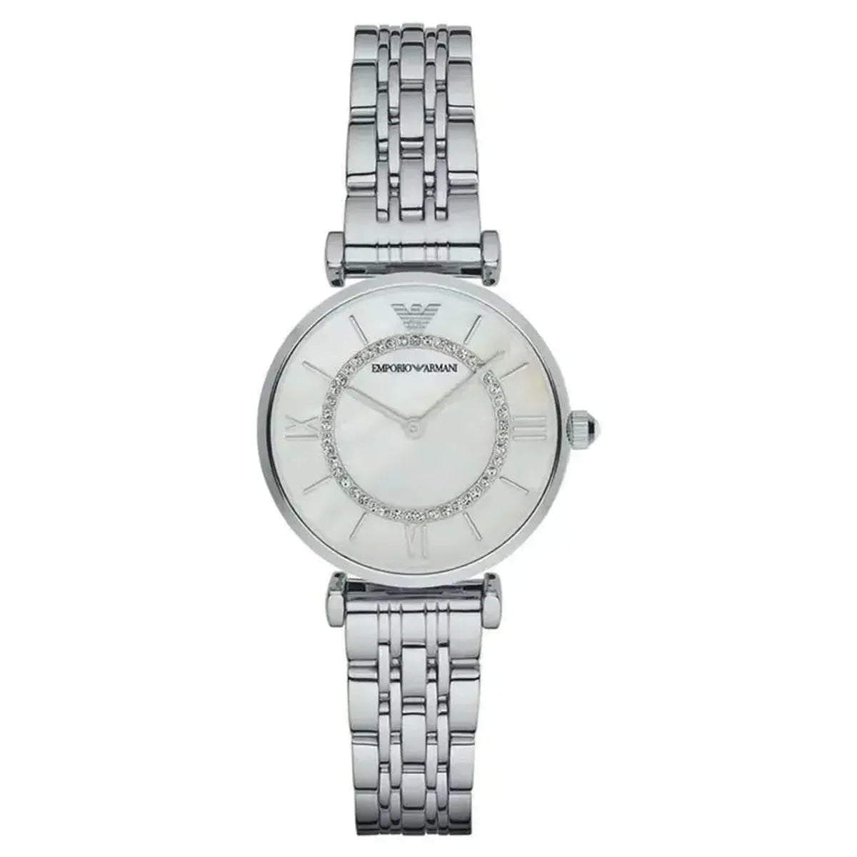 Emporio Armani Gianni T-Bar AR1908 Women's Watch – 32mm Mother of Pearl Dial Stainless Steel