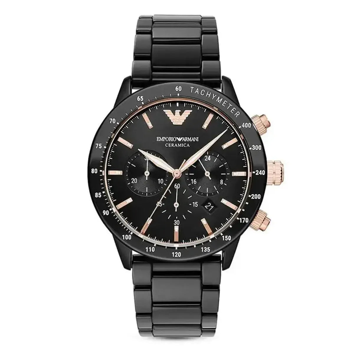 Emporio Armani Mario AR70002 Men's Watch – 43mm Black Dial Ceramic