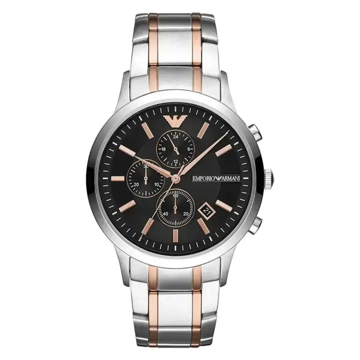 Emporio Armani Renato AR11165 Men's Watch – 43mm Black Dial Stainless Steel