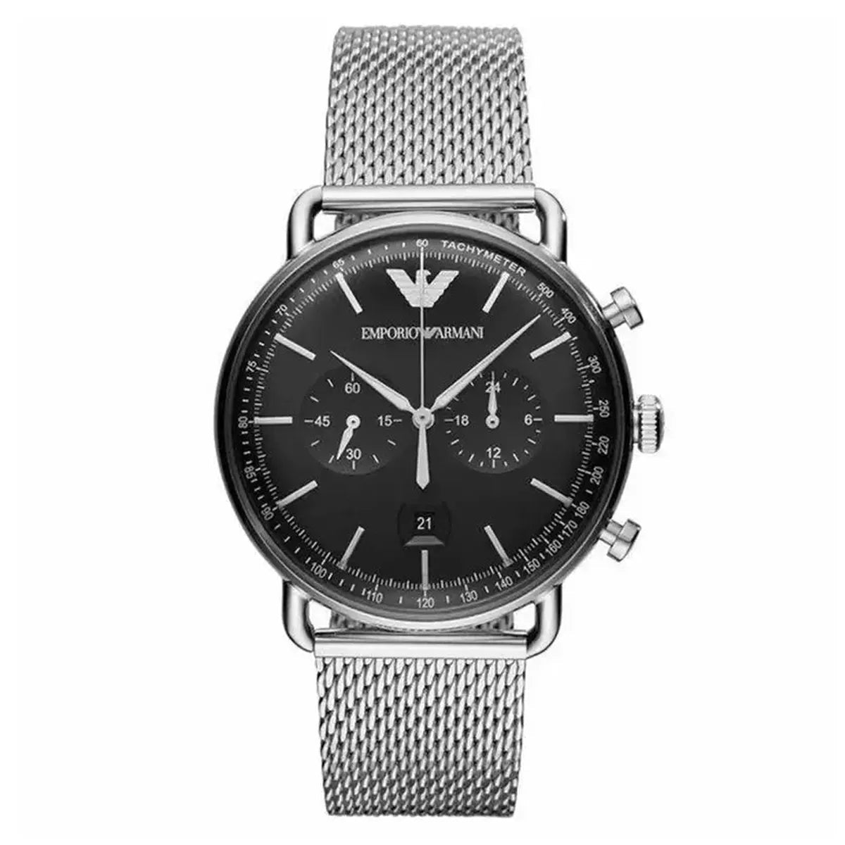 Emporio Armani Aviator AR11104 Men's Watch – 43mm Black Dial Stainless Steel