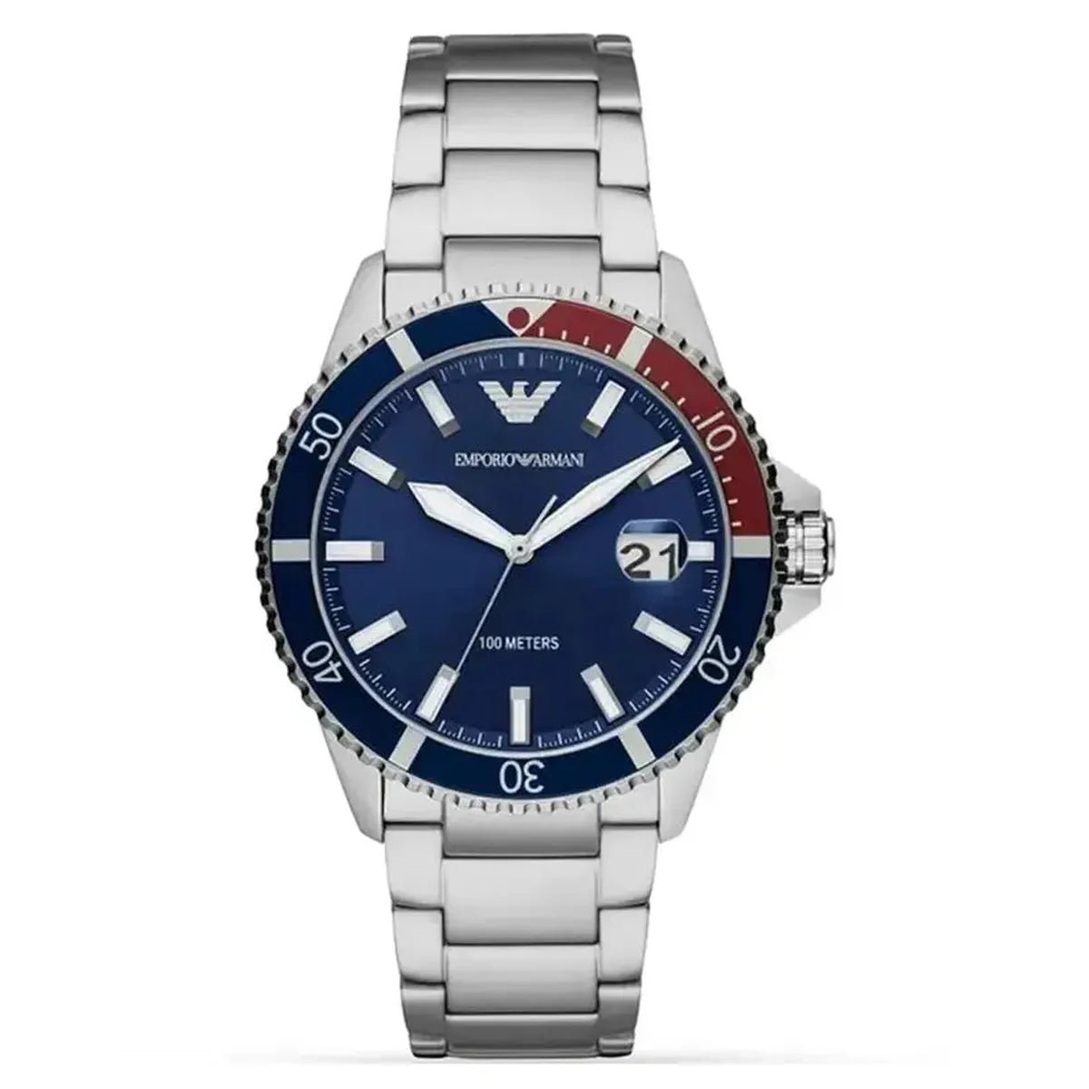 Emporio Armani Diver AR11339 Men's Watch – 42mm Blue Dial Stainless Steel