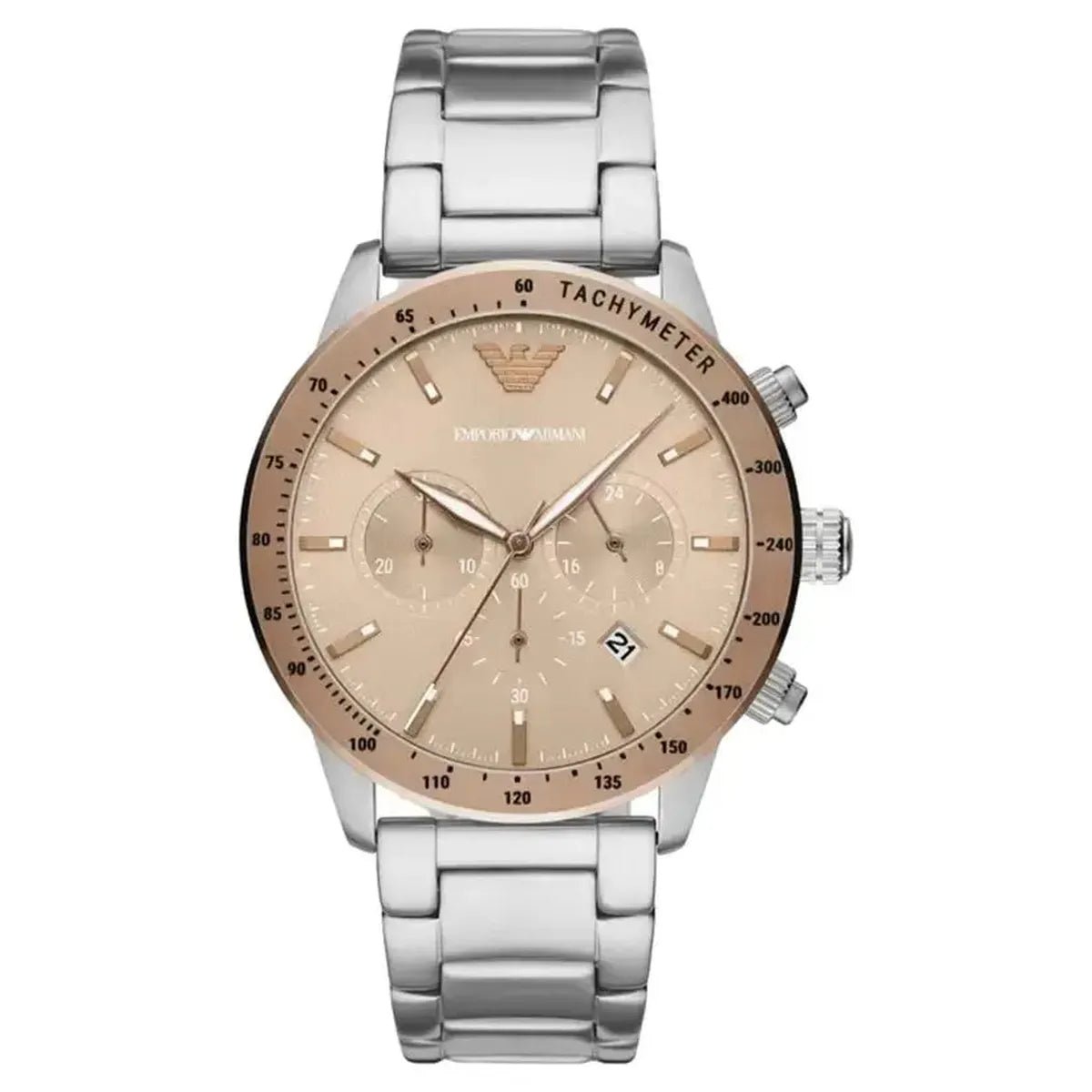 Emporio Armani Mario AR11352 Men's Watch – 43mm Bronze Dial Stainless Steel