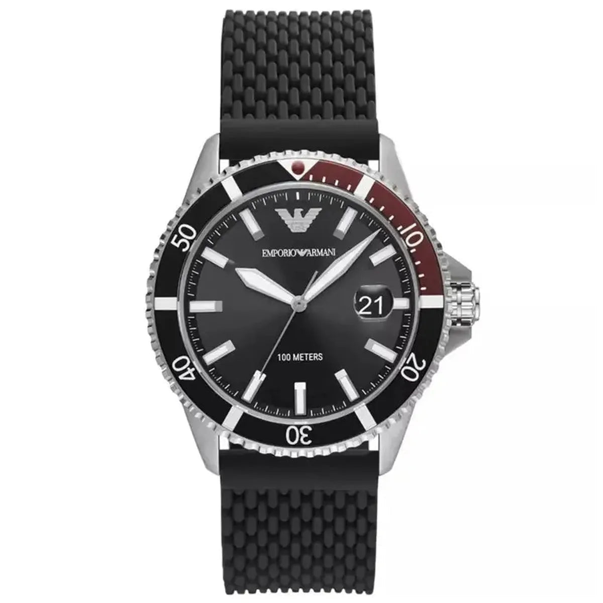 Emporio Armani Diver AR11341 Men's Watch – 43mm Black Dial Silicone