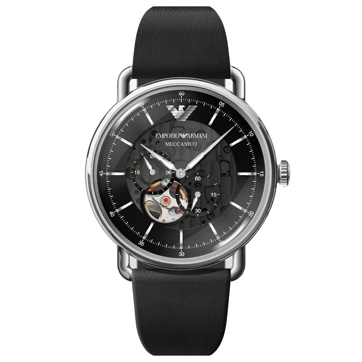 Emporio Armani Meccanico AR60026 Men's Watch – 43mm Black Dial Leather
