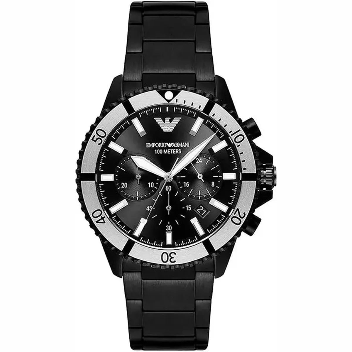 Emporio Armani Diver Chronograph AR80050 Men's Watch – 43mm Black Dial Stainless Steel