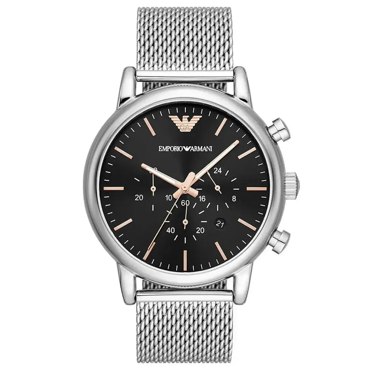 Emporio Armani Luigi AR11429 Men's Watch – 46.0mm Black Dial Stainless Steel