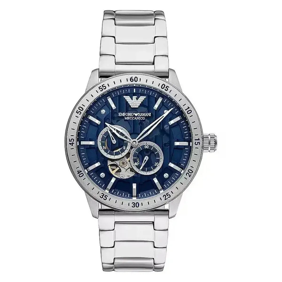 Emporio Armani Mario Meccanico AR60052 Men's Watch – 43.0mm Navy Dial Stainless Steel