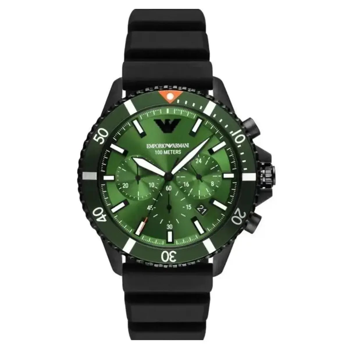 Emporio Armani Diver AR11463 Men's Watch – 43mm Green Dial Silicone
