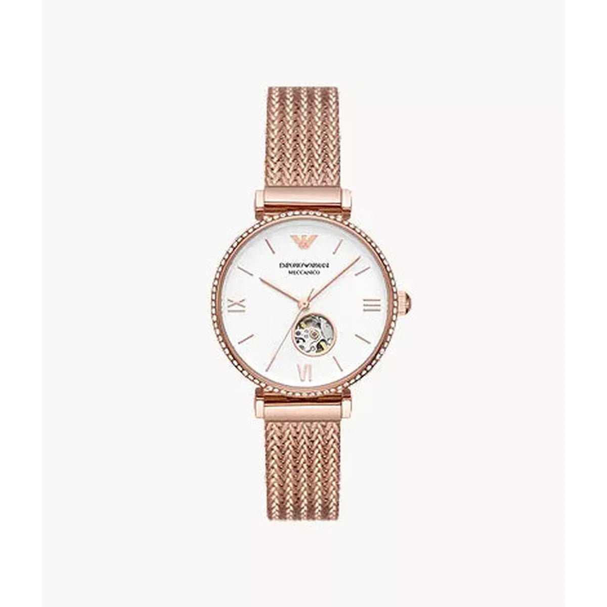 Emporio Armani Meccanico AR60063 Women's Watch – 34mm White Dial Stainless Steel