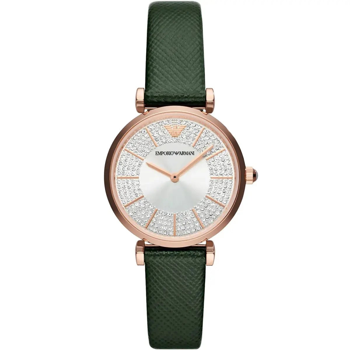 Emporio Armani Gianni T-Bar AR11517 Women's Watch – 32mm Silver Dial Leather