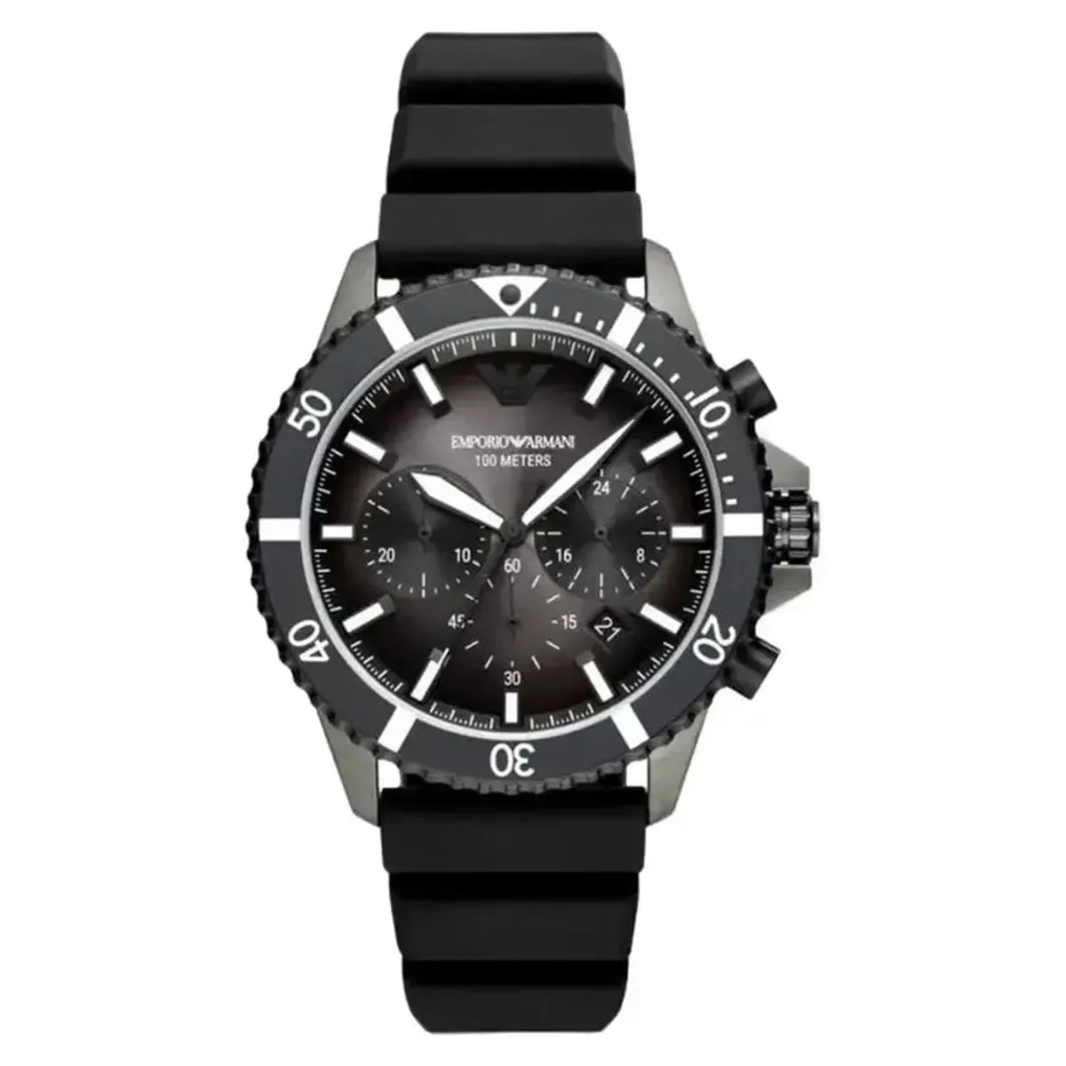 Emporio Armani Diver Chronograph AR11515 Men's Watch – 43mm Black Dial Silicone