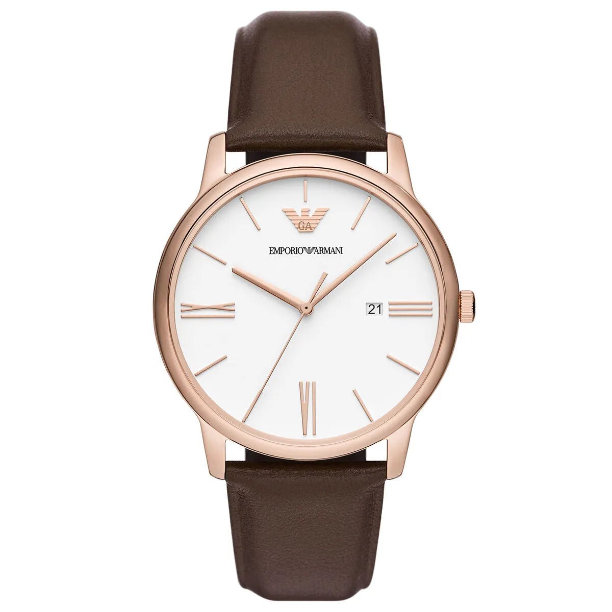 Emporio Armani Minimalist AR11572 Men's Watch – 42mm White Dial Leather