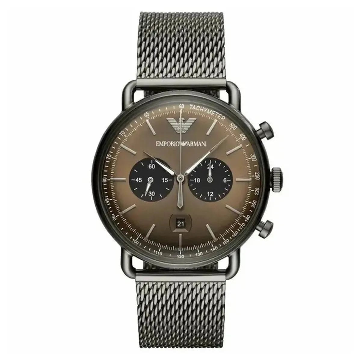 Emporio Armani Aviator AR11141 Men's Watch – 43mm Brown Dial Stainless Steel