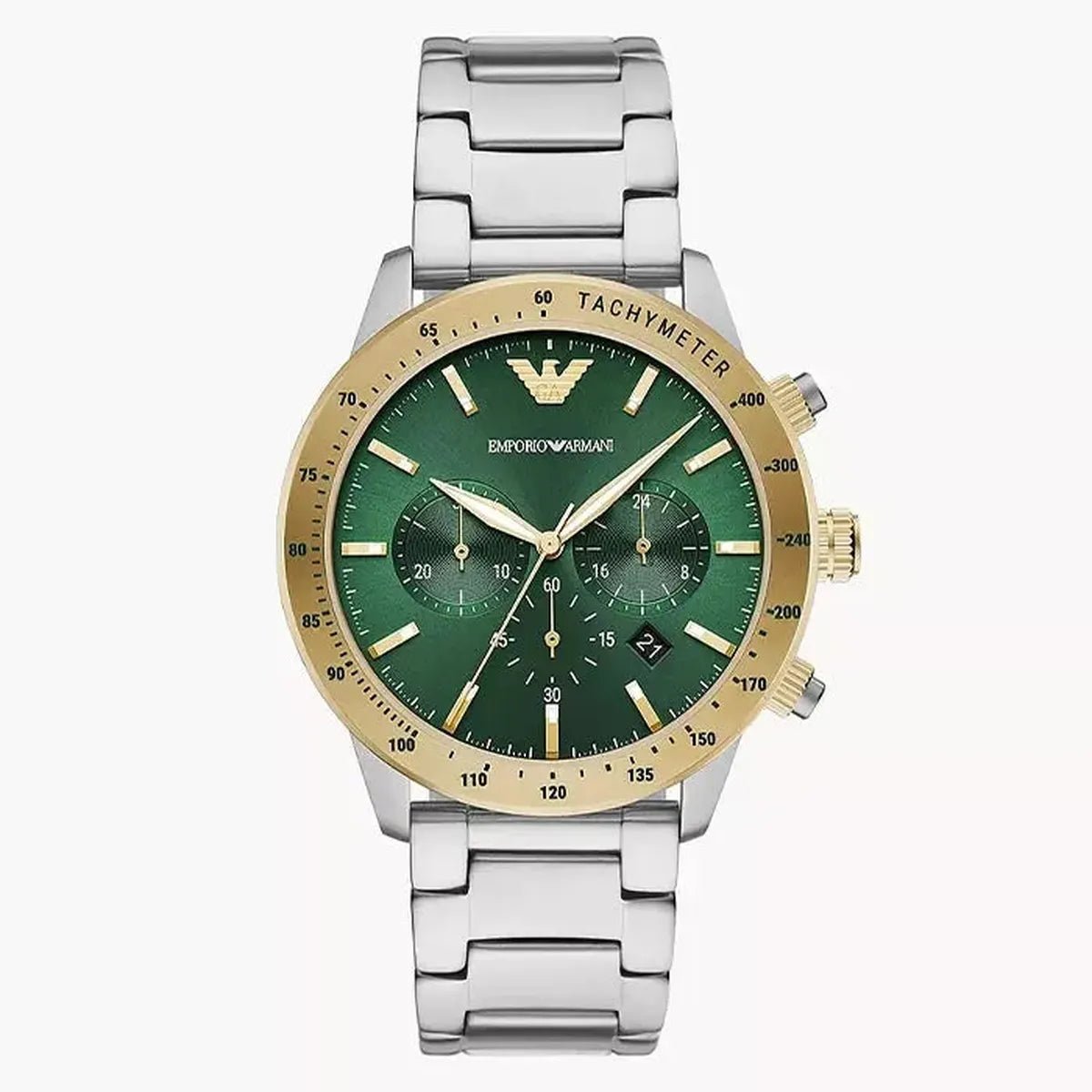 Emporio Armani Mario AR11454 Men's Watch – 43mm Green Dial Stainless Steel