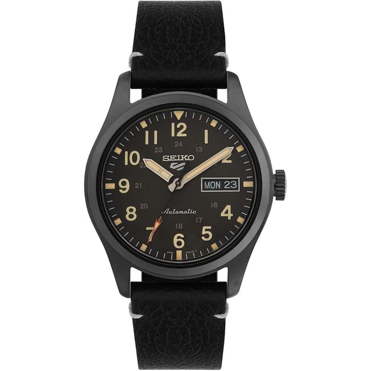 Seiko 5 Sports Field series SRPG41K1 Men's Watch – 39.4mm Black Dial Leather