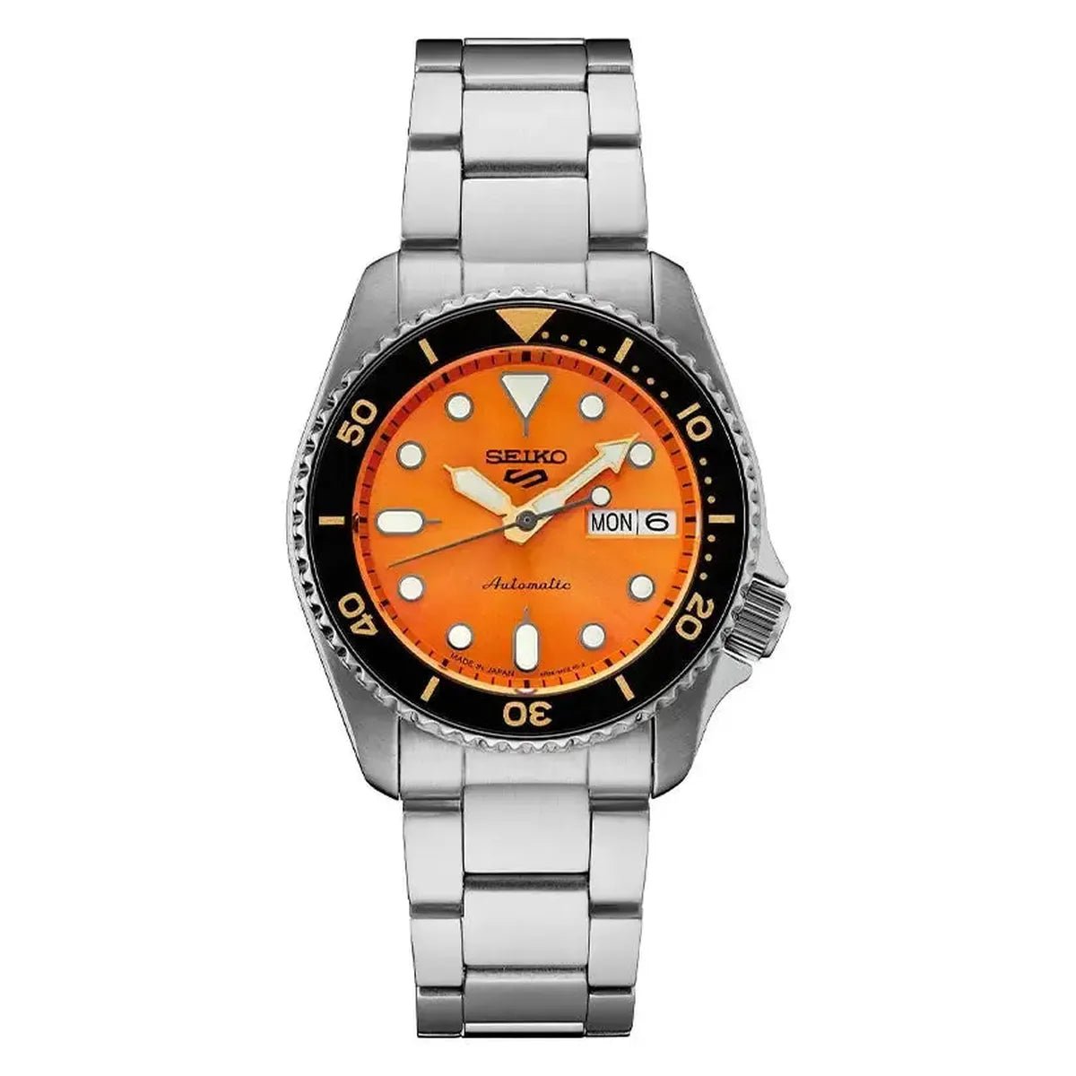 Seiko 5 Sports SRPK35K1 Men's Watch – 38.0mm Orange Dial Stainless Steel