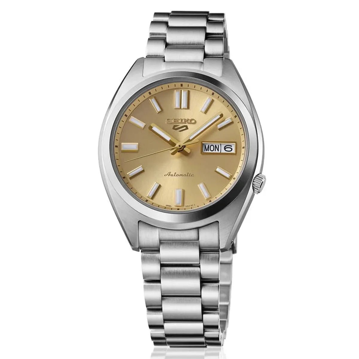 Seiko 5 Sports SNXS SRPL59K1 Men's Watch – 37.4mm Gold Dial Stainless Steel