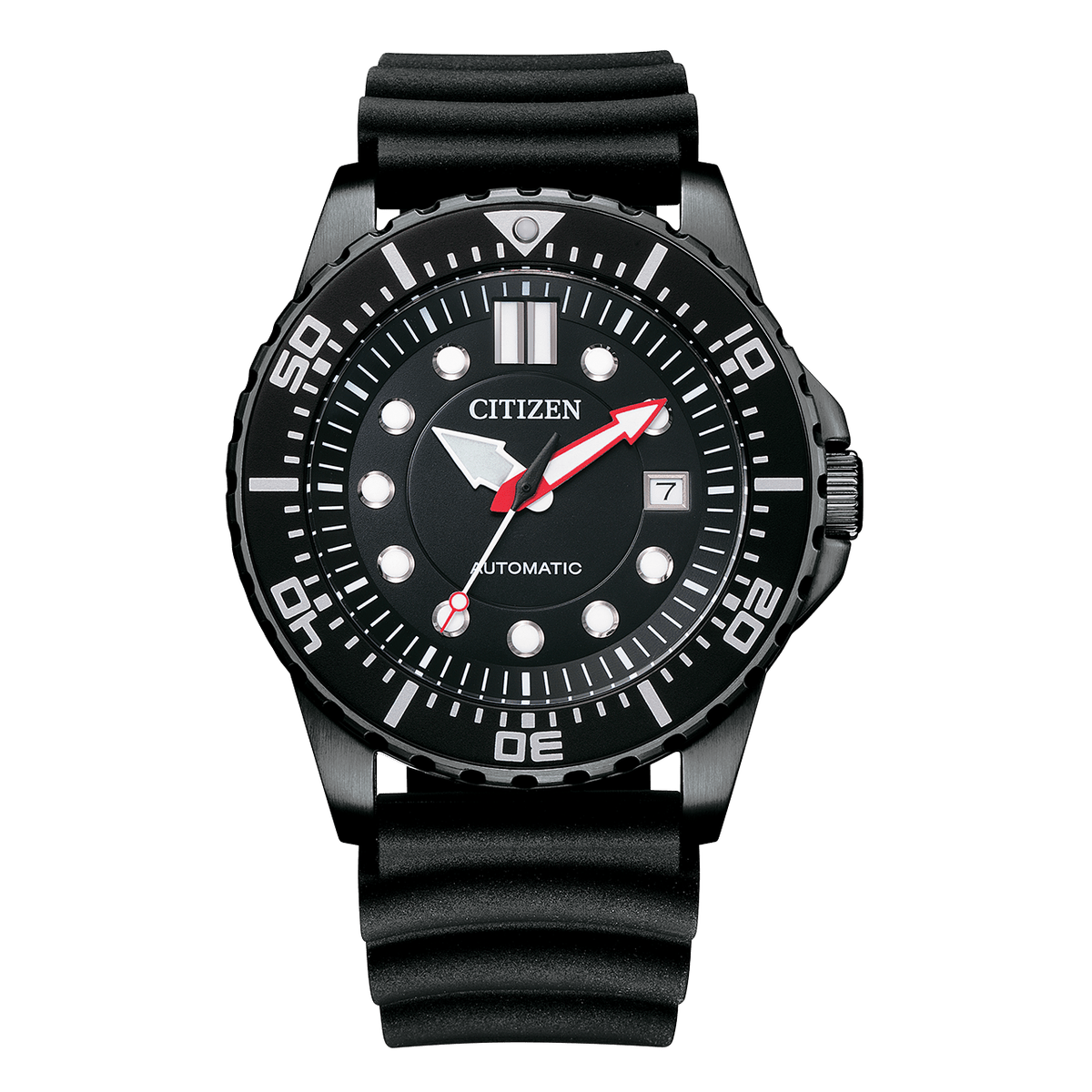 Citizen Automatic NJ0125-11E Men's Watch – 43mm Black Dial Rubber