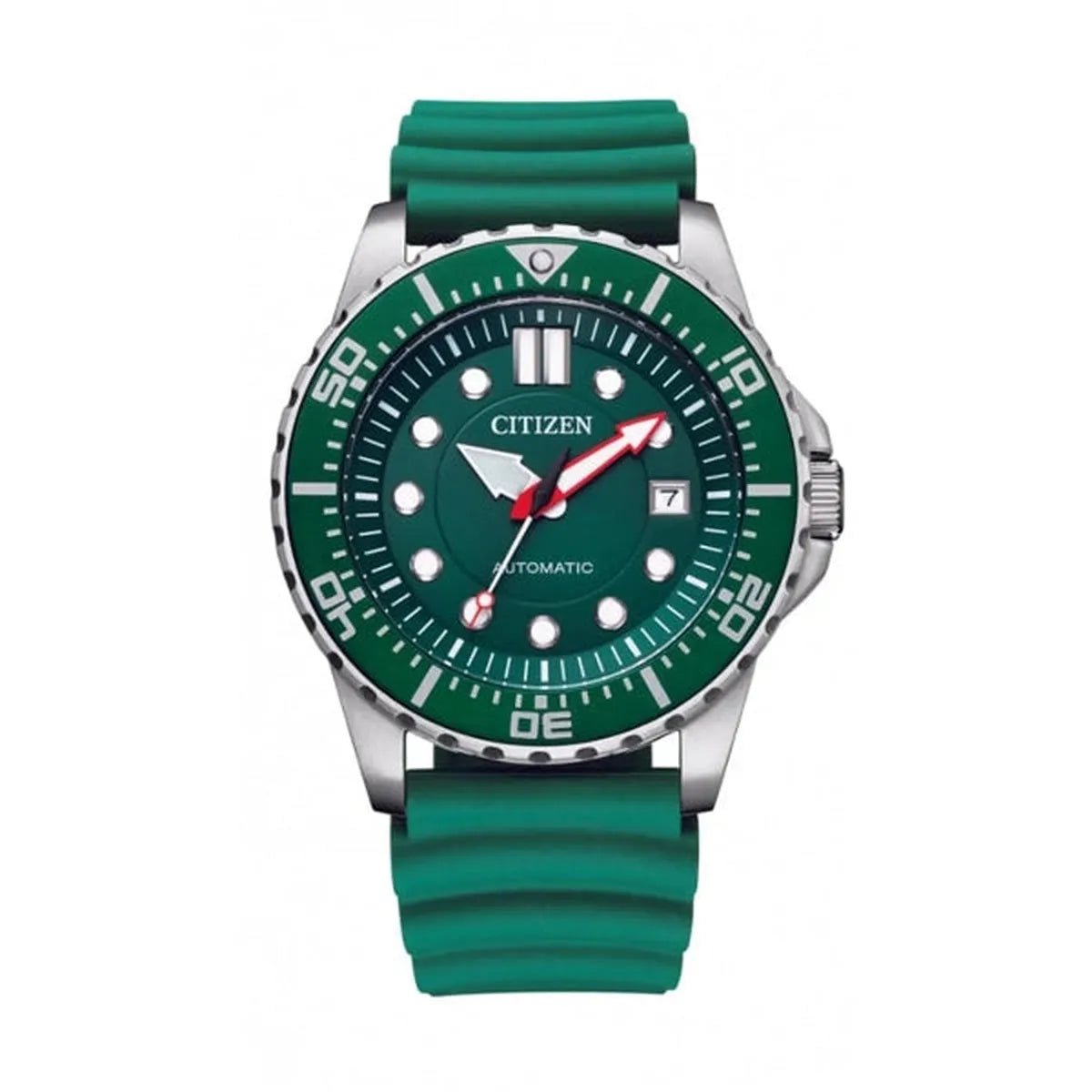 Citizen Mechanical Sports Green Dial Rubber Strap Automatic Men's Watch NJ0129-10X