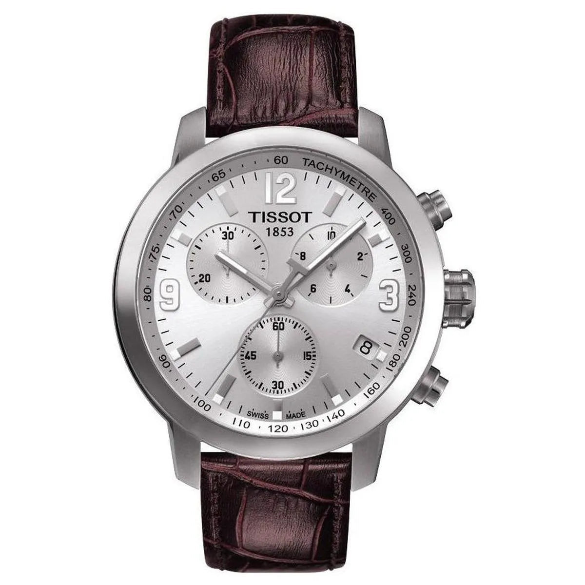 Tissot PRC 200 T055.417.16.037.00 Men's Watch – 42mm Silver Dial Leather