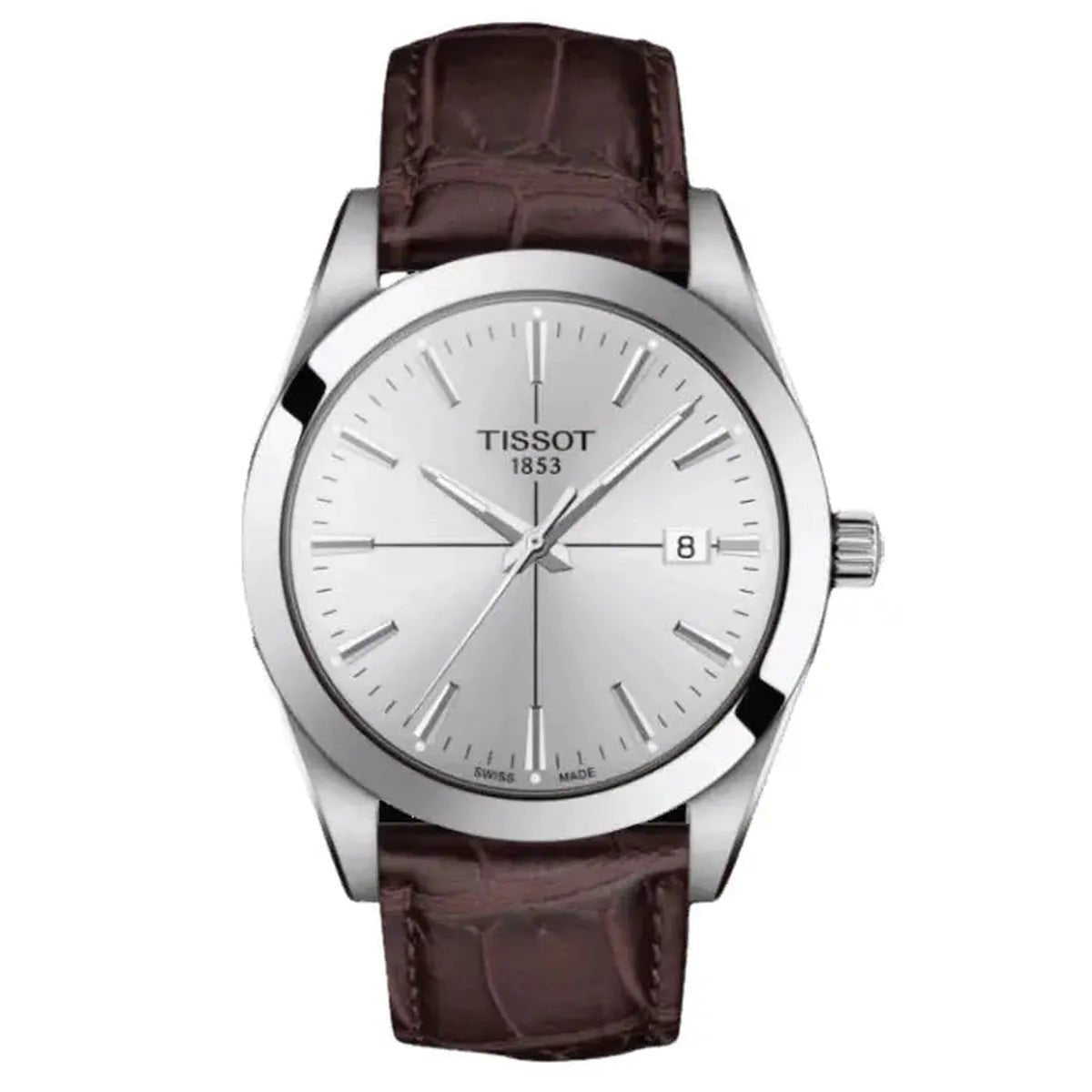 Tissot T-Classic T127.410.16.031.01 Men's Watch – 40mm Silver Dial Leather