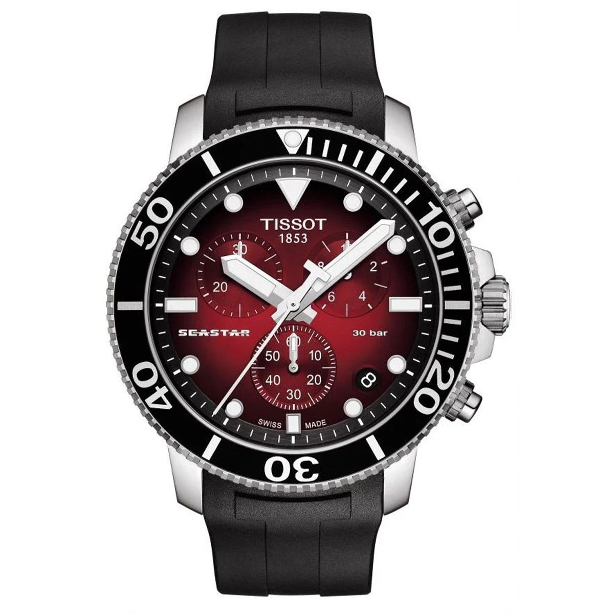 Tissot Seastar 1000 T120.417.17.421.00 Men's Watch – 45.5mm Red Dial Rubber