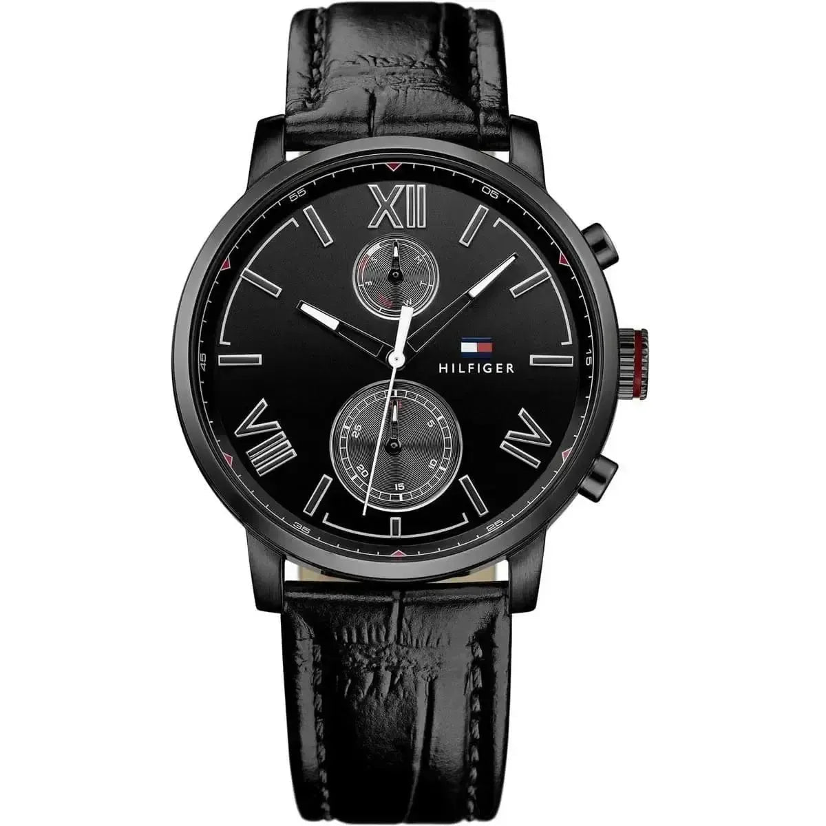 Tommy Hilfiger Alden 1791310 Men's Watch – 44mm Black Dial Leather