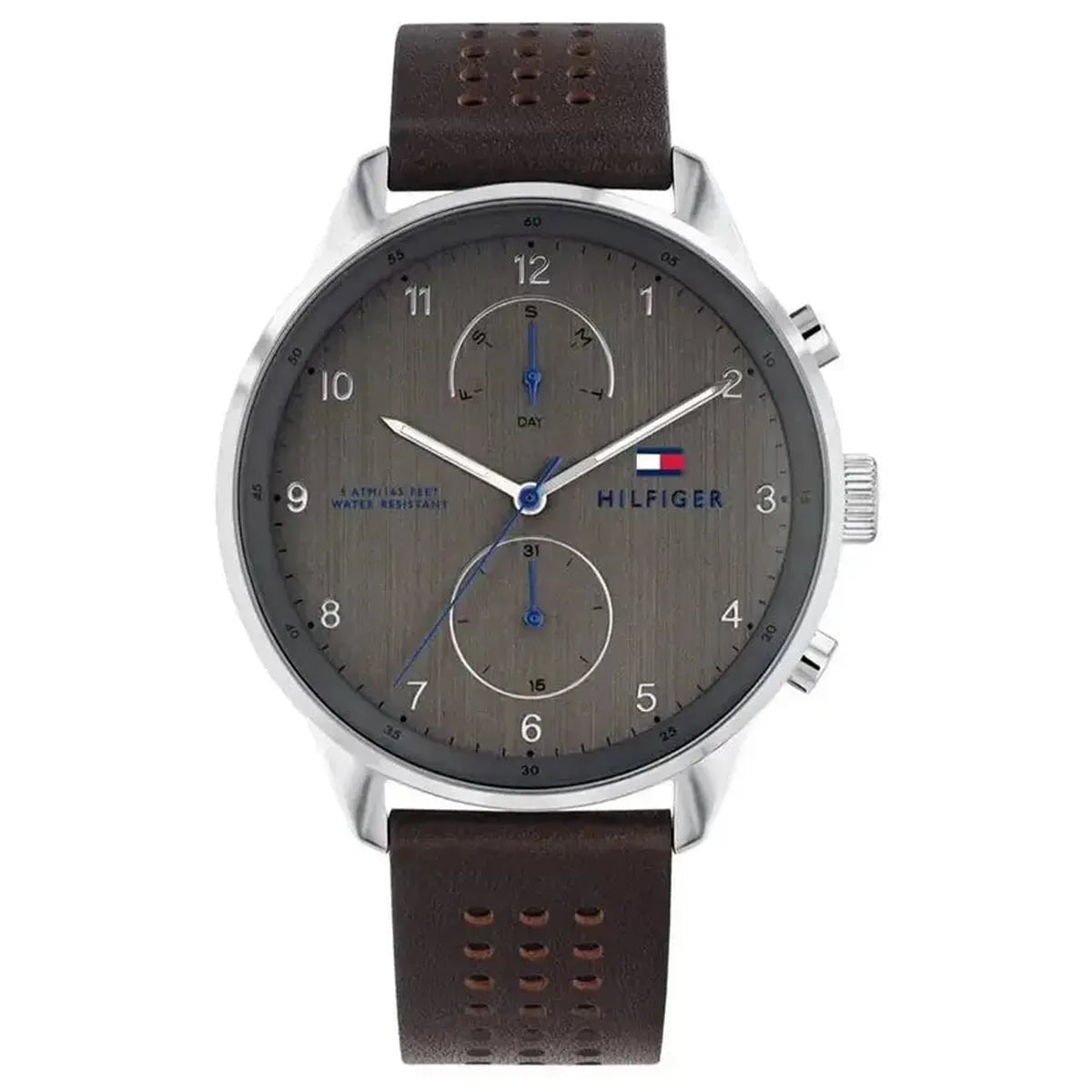 Tommy Hilfiger Chase 1791579 Men's Watch – 44mm Grey Dial Leather