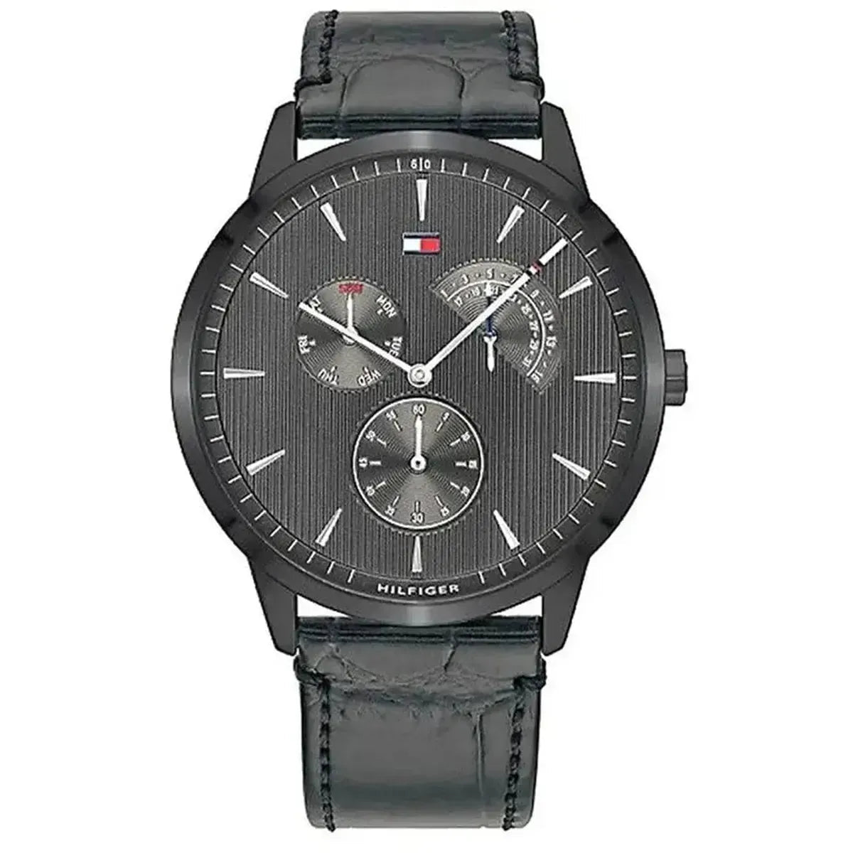 Tommy Hilfiger Brad Multifunction 1710388 Men's Watch – 44mm Grey Dial Grey Leather Strap