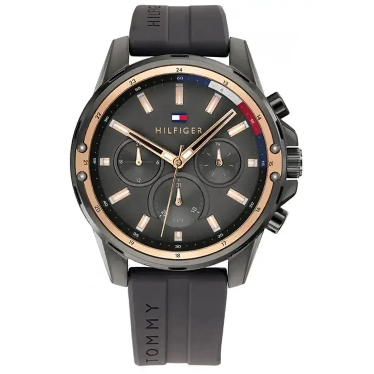 Tommy Hilfiger Mason 1791792 Men's Watch – 45mm Grey Dial Silicone
