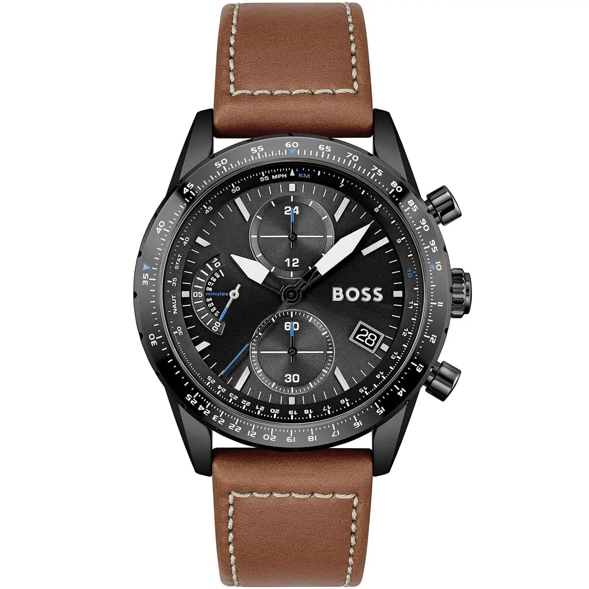 BOSS Pilot Edition 1513851 Men's Watch – 44mm Black Dial Leather