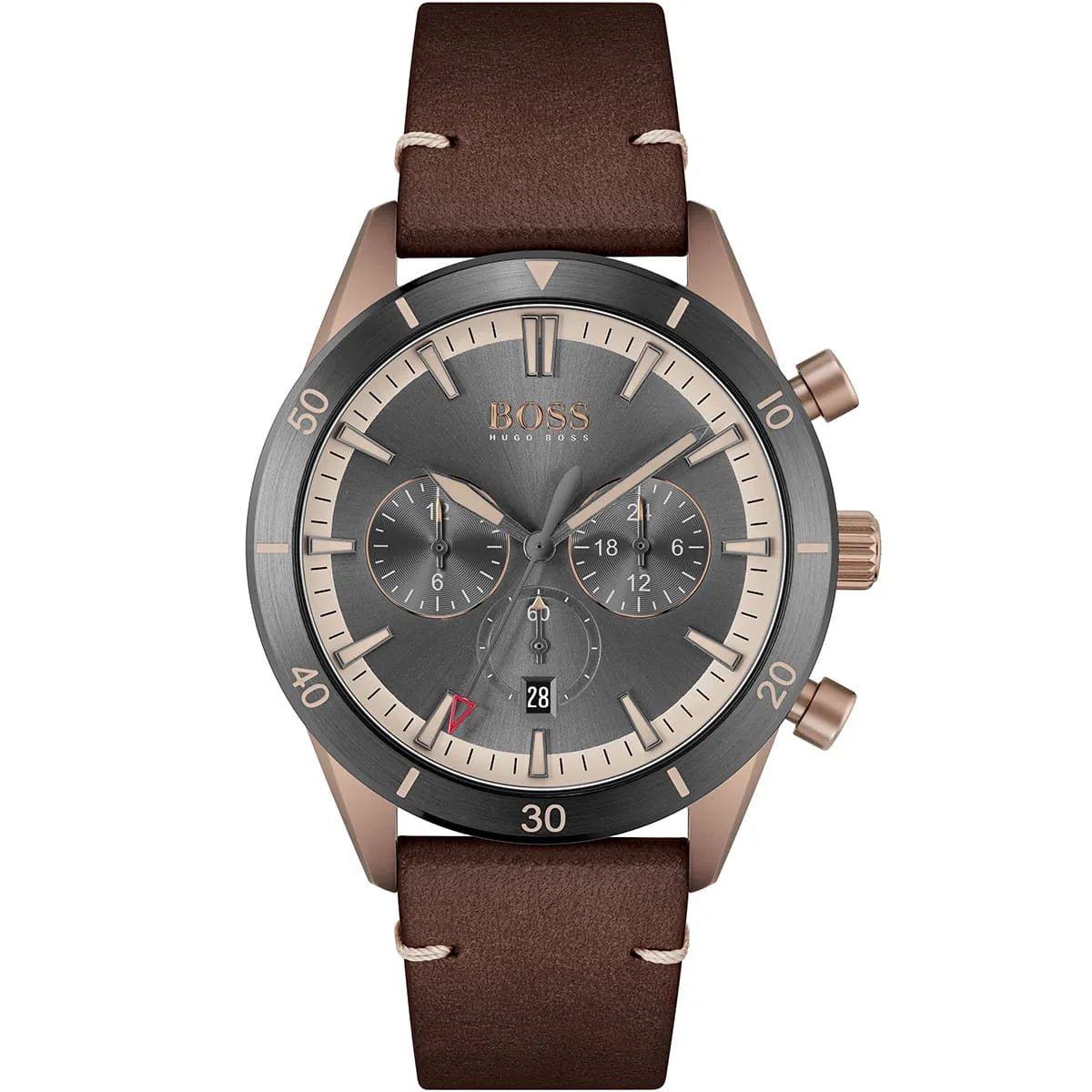BOSS Santiago 1513861 Men's Watch – 44mm Grey Dial Leather