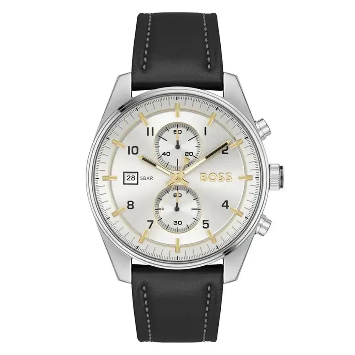 Hugo Boss Skytraveller 1514147 Men's Watch – 44mm Silver Dial Leather