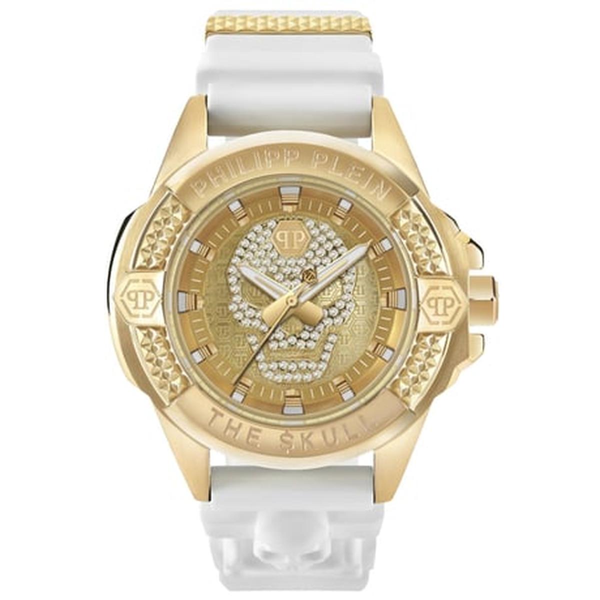 Philipp Plein The $kull PWAAA1221 Men's Watch – 44mm Gold Dial Silicone