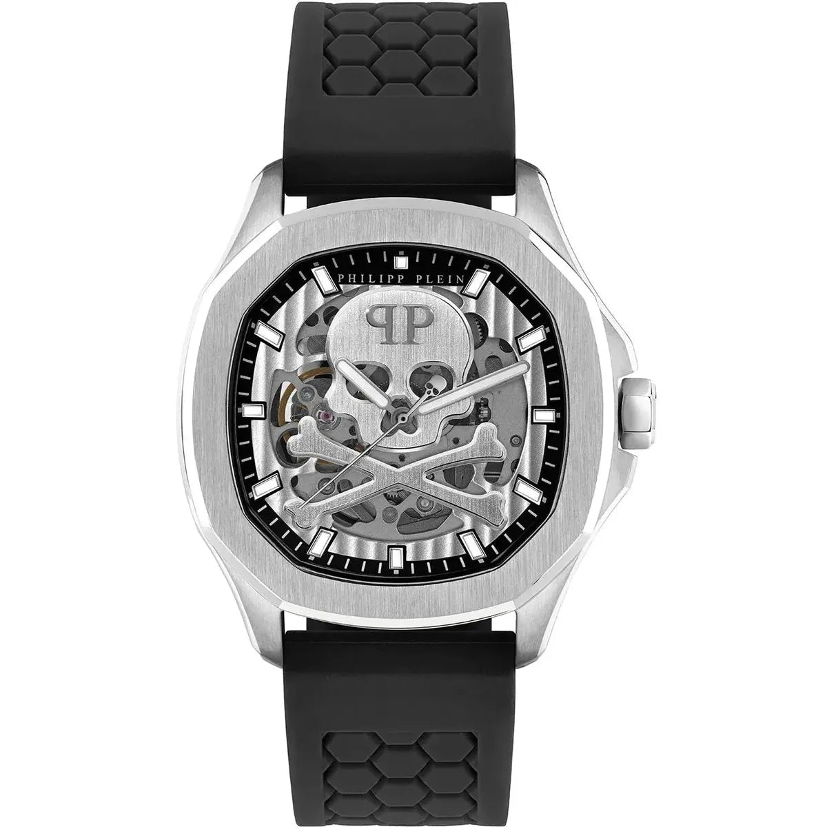 Philipp Plein The $keleton $pectre PWRAA0123 Men's Watch – 42mm Silver Dial Silicone