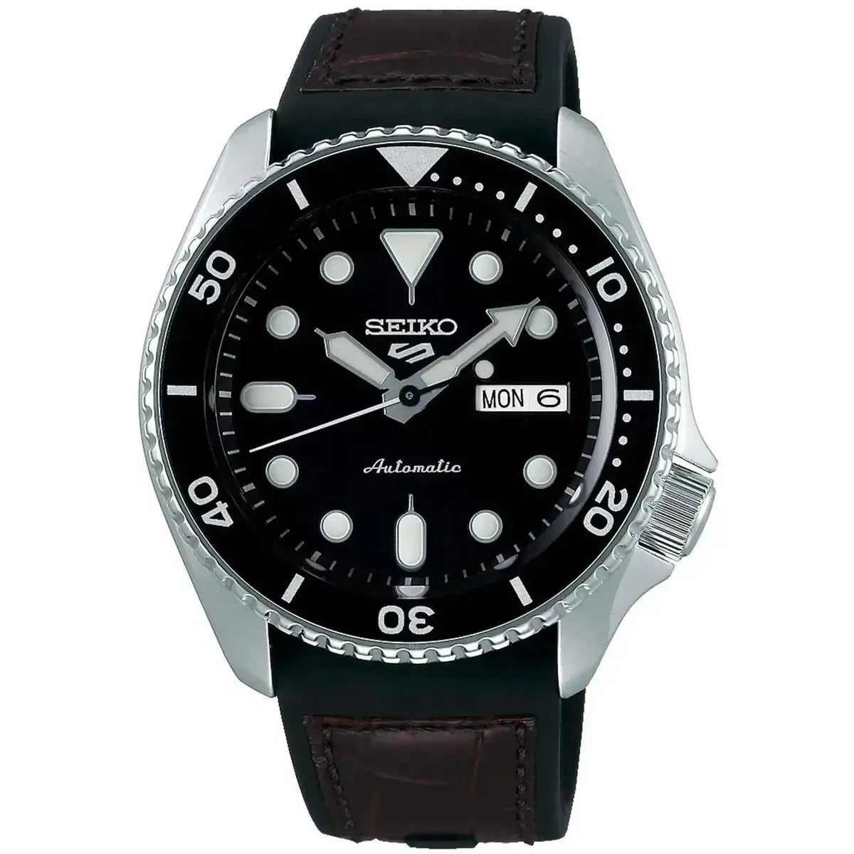 Seiko 5 Sports SRPD55K2 Men's Watch – 42.5mm Black Dial Leather